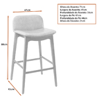Banqueta Open 47cm Madeira Maciça | Courino Marrom Claro - Sa